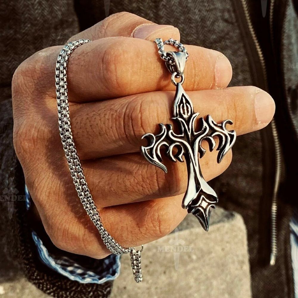 Floral Cross Pendant Chain 